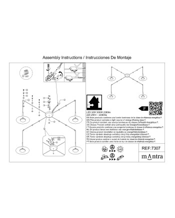 ORION * COLGANTE LED NEGRO/CUERO  4L*8W 3000K